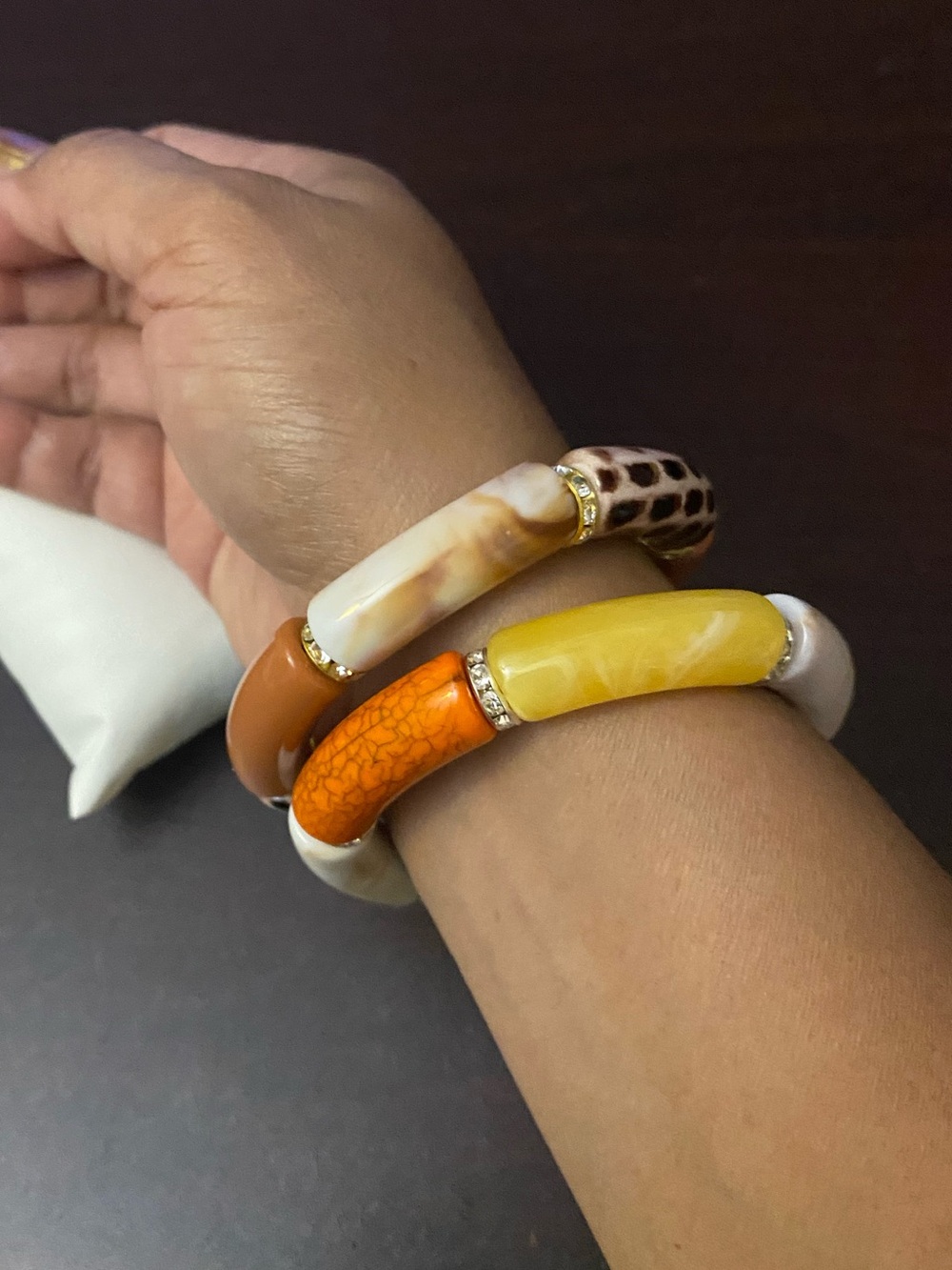 Handmade bracelet Bangle Set - Orange, Yellow, Cream - Picture 8 of 8